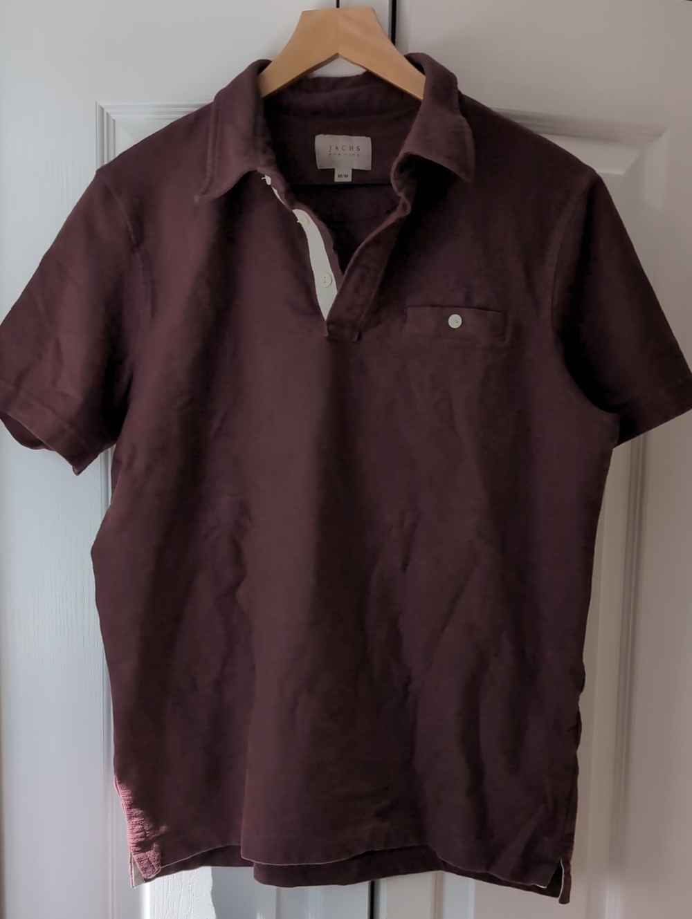 Jachs Burgundy Short Sleeve Polo with Buttoned Chest Pocket